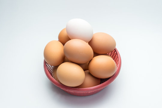 egg in basket on white background