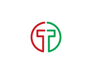 Initial Letter T Connect Line Logo Design Element
