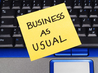 Memo note on notebook, business as usual