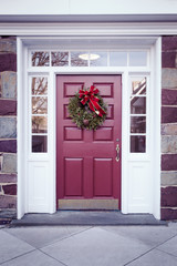 Fototapeta na wymiar Door with Christmas Wreath