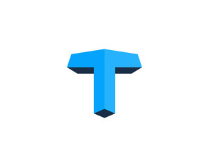 Initial Letter T 3D Logo Design Element