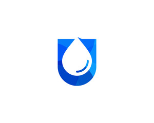 Initial Letter U Drop Water Logo Design Element