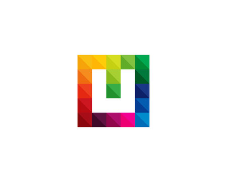 Initial Letter U Square Pixel Logo Design Element
