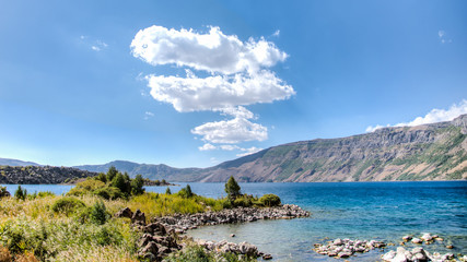 Van, Turkey - September 28, 2013: Lake Nemrut of Nemrut Crater