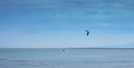 man kite surfing bad weather