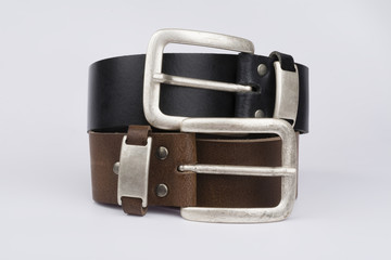 Black and brown men's leather belts