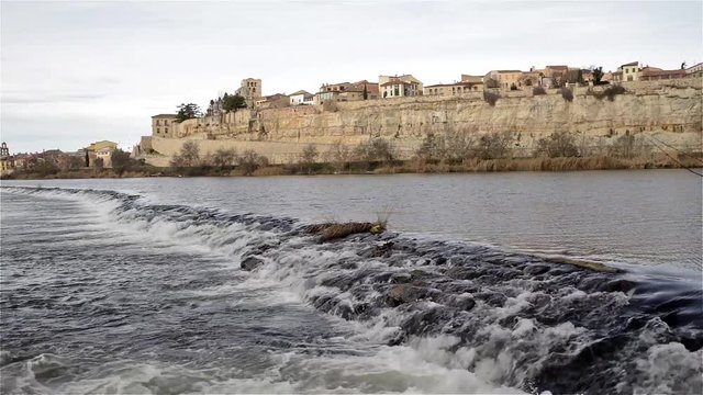 View of the city of Zamora in Spain from the banks of the river Douro