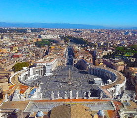 Panorama view of Rome from St Peter's Basilica, Vatican city, Italy