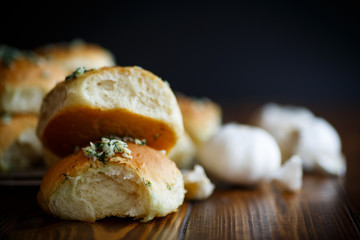 lush homemade buns with garlic and dill