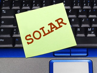 Memo note on notebook, solar