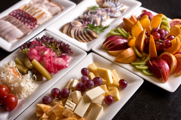 Plates with appetizers.