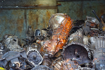 Old machine parts in second hand machinery shop