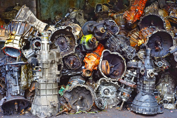 Old machine parts in second hand machinery shop