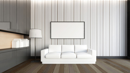 Fototapeta na wymiar White sofa in the living room / 3D Rendering