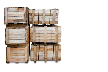 Wood Pallets - crates for transportation  - Strong cargo security     isolated - white background - copy space 