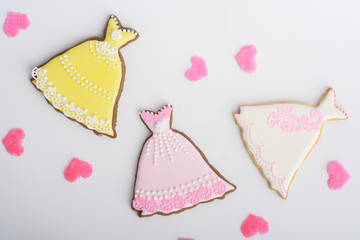 Cookies with glaze in the form of dress.