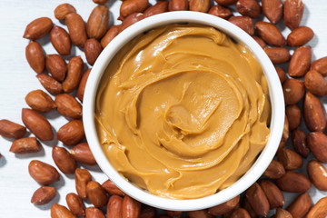 peanut butter in a bowl, top view