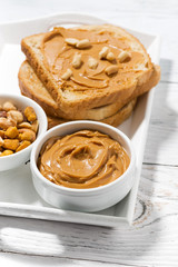 peanut butter and toasts for breakfast, vertical