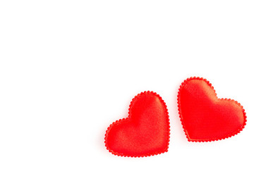 two red hearts on a white background, isolated