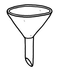 funnel / cartoon vector and illustration, black and white, hand drawn, sketch style, isolated on white background.