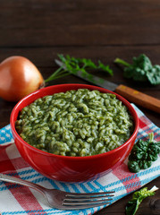 Risotto with spinach cream