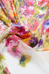 Silk fabric texture. flowers