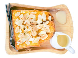 Toast bread topping with Almond and condensed milk cream sauce