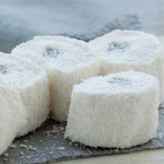 Turkish Delight in a coconut crumb