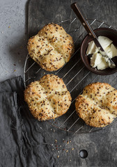 Irish soda bread buns. Top view