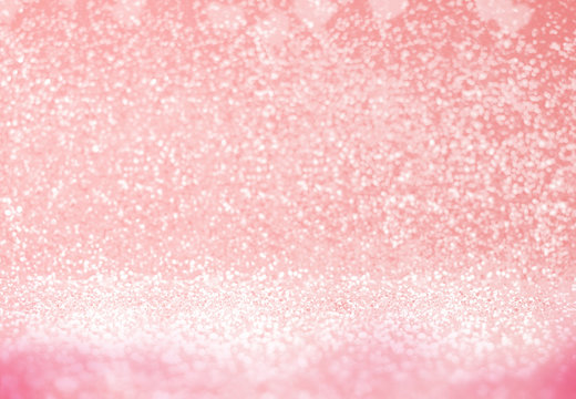 Abstract pastel pink sparkling glitter backdrop in perspective a