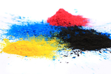 cmyk toner powder (cyan, magenta, yellow, black)