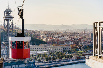Téléphérique à Montjuïc, Barcelone, Espagne