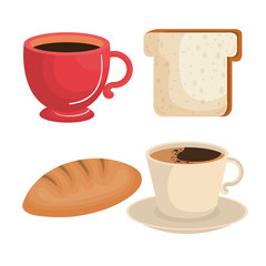 delicious bread and coffee vector illustration design