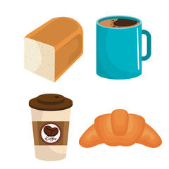 delicious bread and coffee vector illustration design