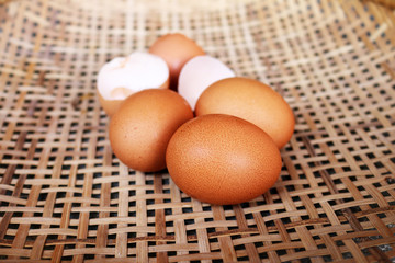 Eggs in bamboo basket 