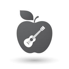 Isolated apple with  an ukulele