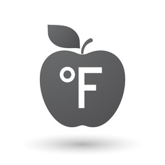 Isolated apple with  a farenheith degrees sign