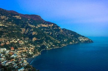 The Coastline in the evening, near Positano, Amalfi Coast Italy