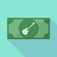 Long shadow bank note with  an electric guitar