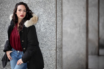 Fototapeta premium Portrait of beautyful girl in urban background