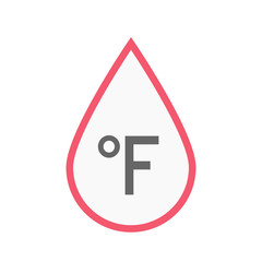 Isolated blood drop with  a farenheith degrees sign