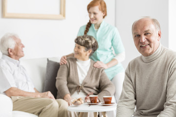 Smiled seniors at nursing home