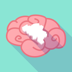 Long shadow brain with  the map of Belgium