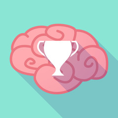 Long shadow brain with  an award cup
