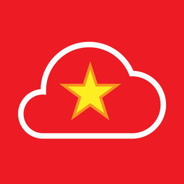Isolated cloud with  the red star of communism icon
