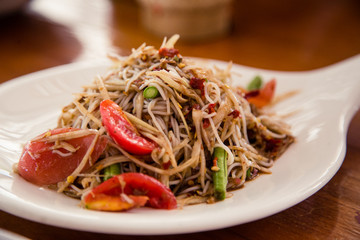Famous Thai food, Papaya salad.