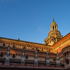 Fototapeta premium Pavia Carthusian monastery renaissance architecture at sunset