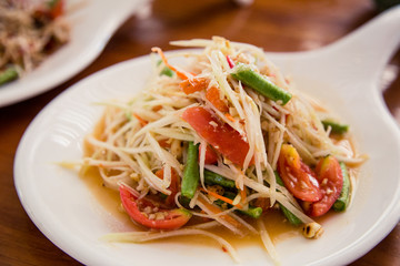 Famous Thai food, Papaya salad.