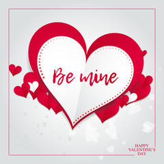 Valentine's day abstract white background with cut paper heart. Vector square