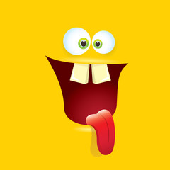 vector orange funny monster face.